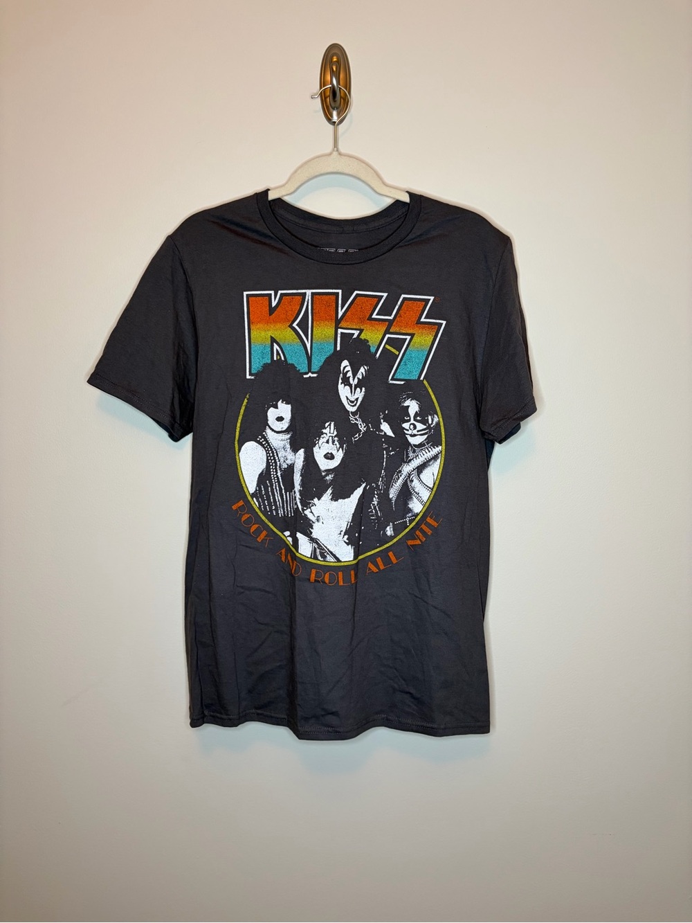 KISS Black & Orange Rock and Roll All Nite T-Shirt M - Picture 3 of 5